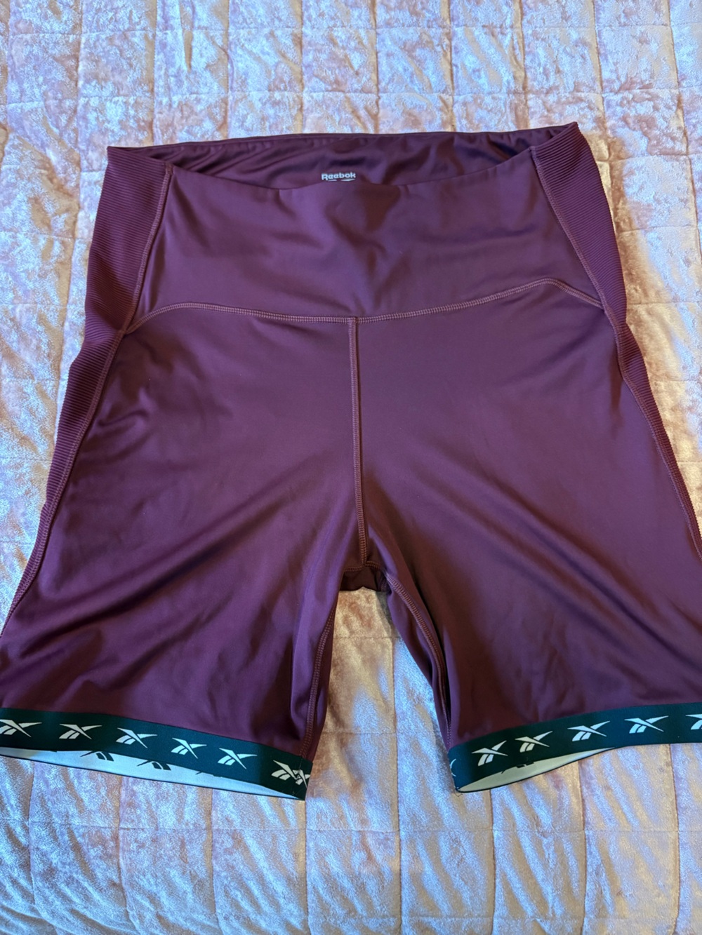 Reebok Burgundy Athletic Bike Shorts with Black Trim